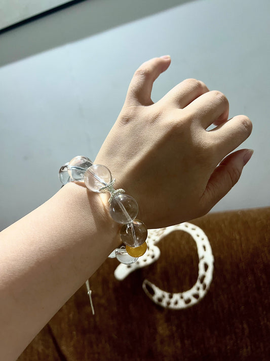 原创设计款 天然白水晶手链 气质透闪